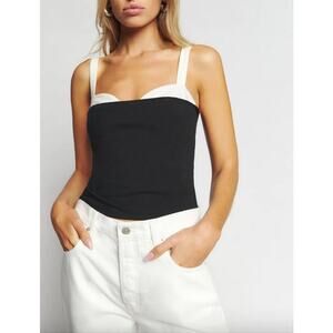 REFORMATION Top Size XS Black White Crop Top Cropped Harlan